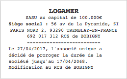 annonce legale modification duree